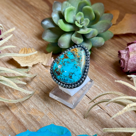 MJ Turquoise Ring – Sterling Silver Adjustable Band