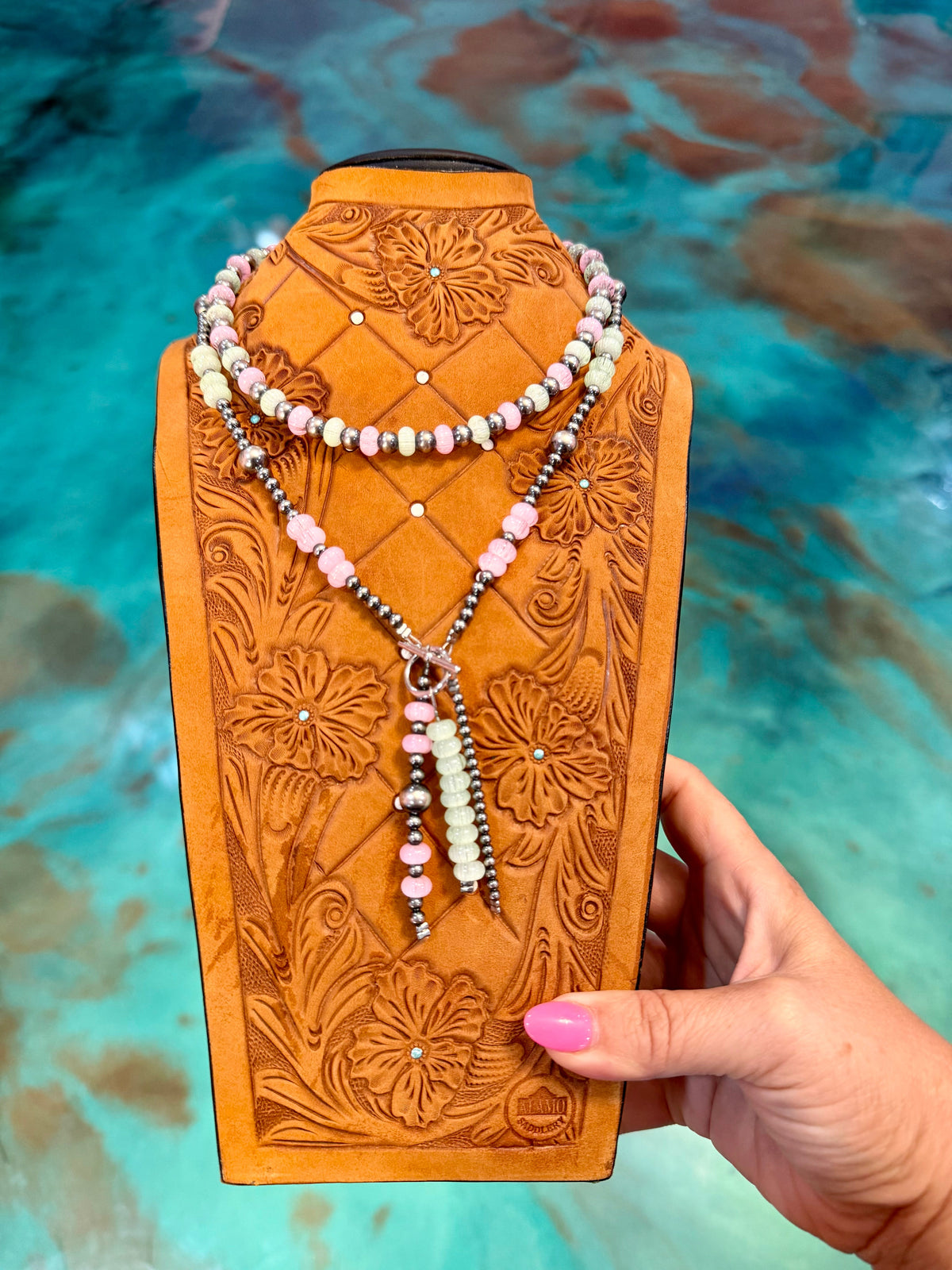 One Time Pieces – Pink & Green Glass Sterling Silver Necklace Collection