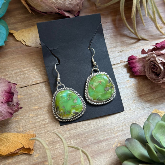 Sterling Silver Sonoran Turquoise Dangle Earrings – Handmade by Artist Jason Ogg