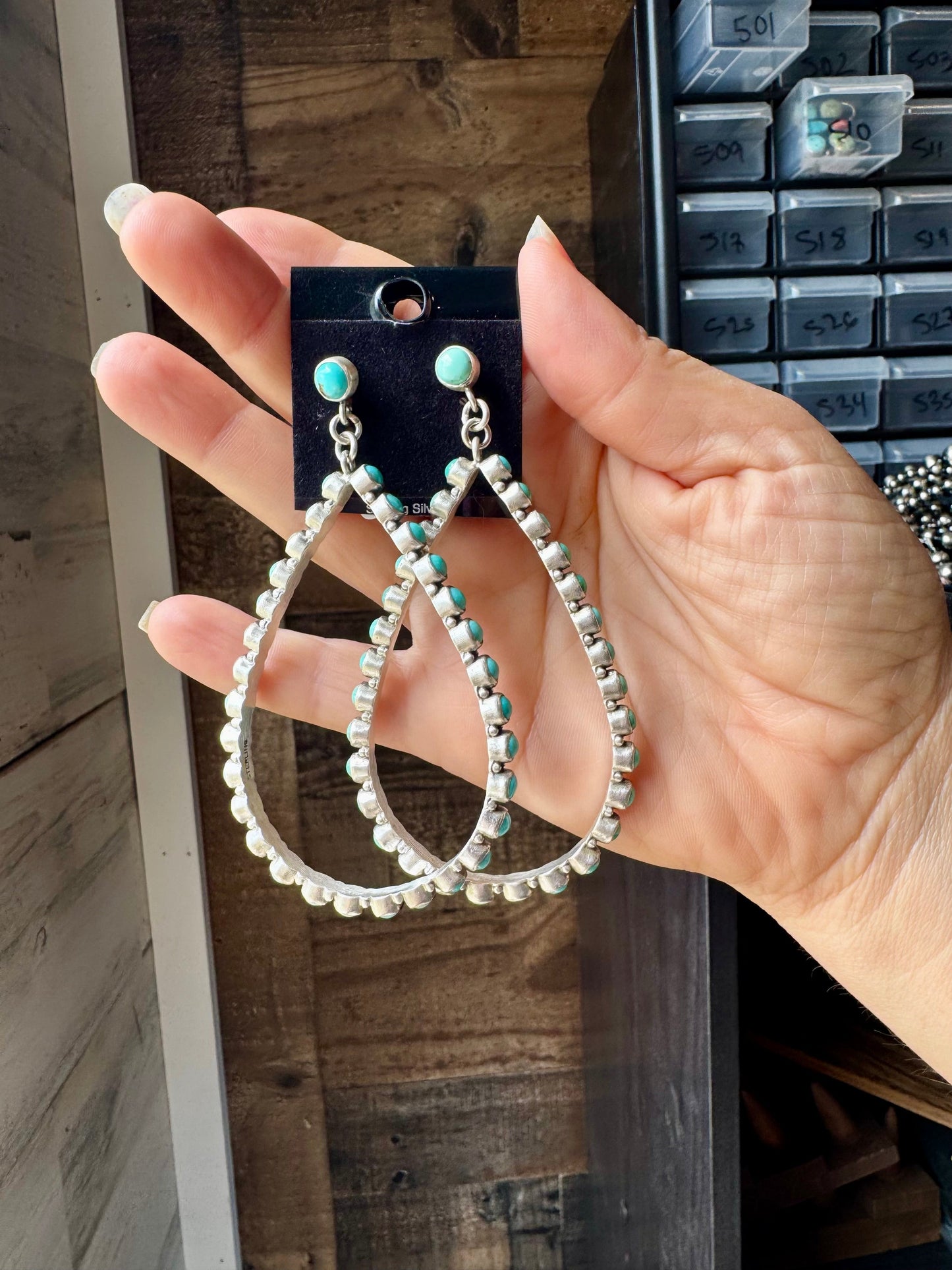 Kingman Turquoise Teardrop Dangle Earrings – Sterling Silver