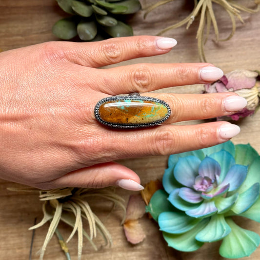 MJ Turquoise Ring – Sterling Silver Adjustable Band