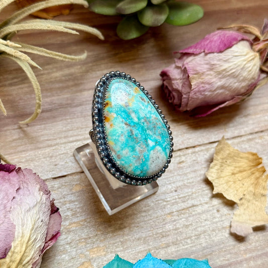MJ Turquoise Ring – Sterling Silver Adjustable Band