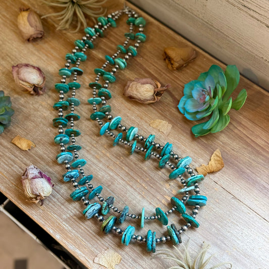 Jaci Two-Necklace Graduated Blue-Green Turquoise Showstopper Stack