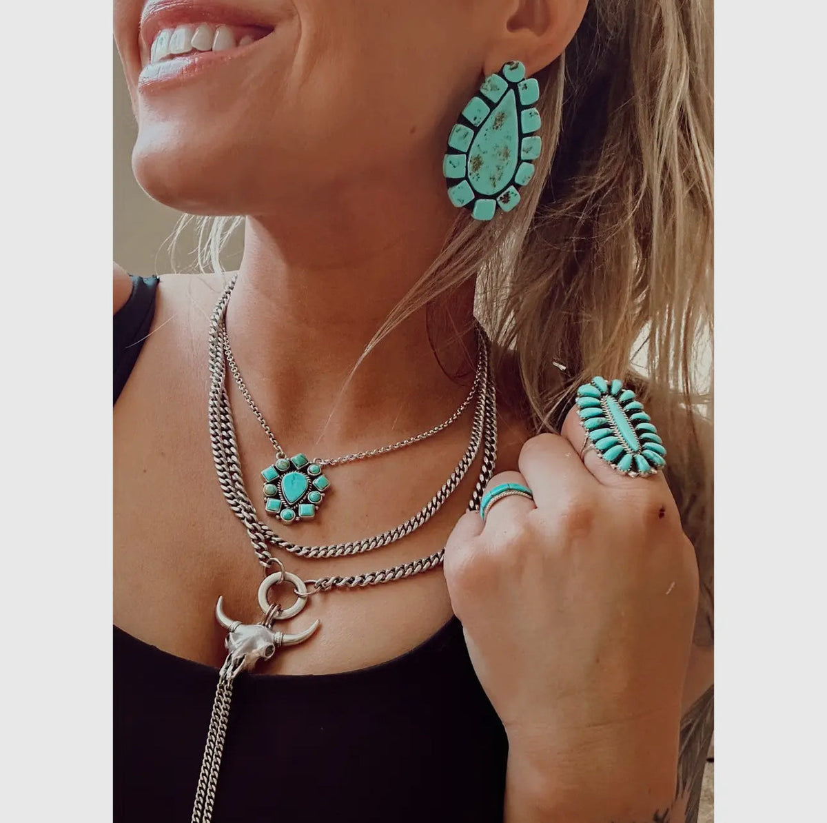 Big Turquoise Clay Earrings