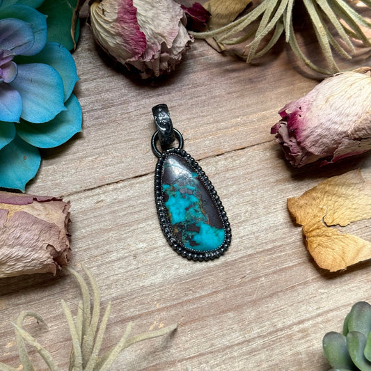 MJ Freeform Turquoise Pendant – Sterling Silver