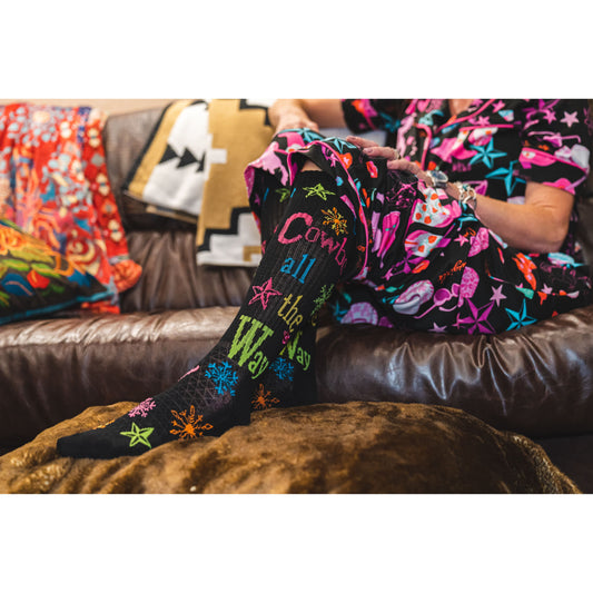 Cowboy All The Way Black Holiday Performance Boot Sock