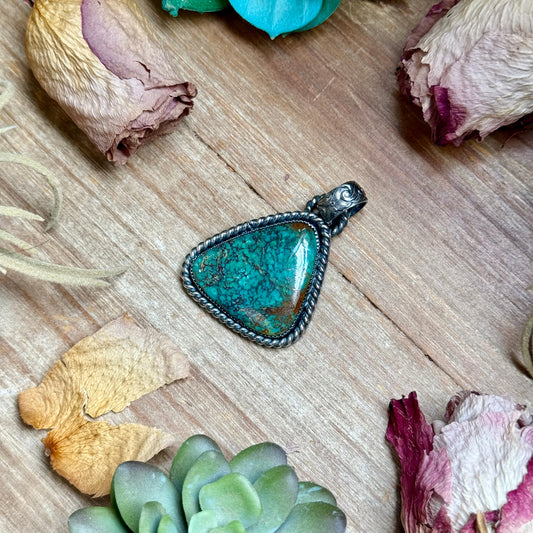 MJ Dark Blue Turquoise Sterling Silver Pendant
