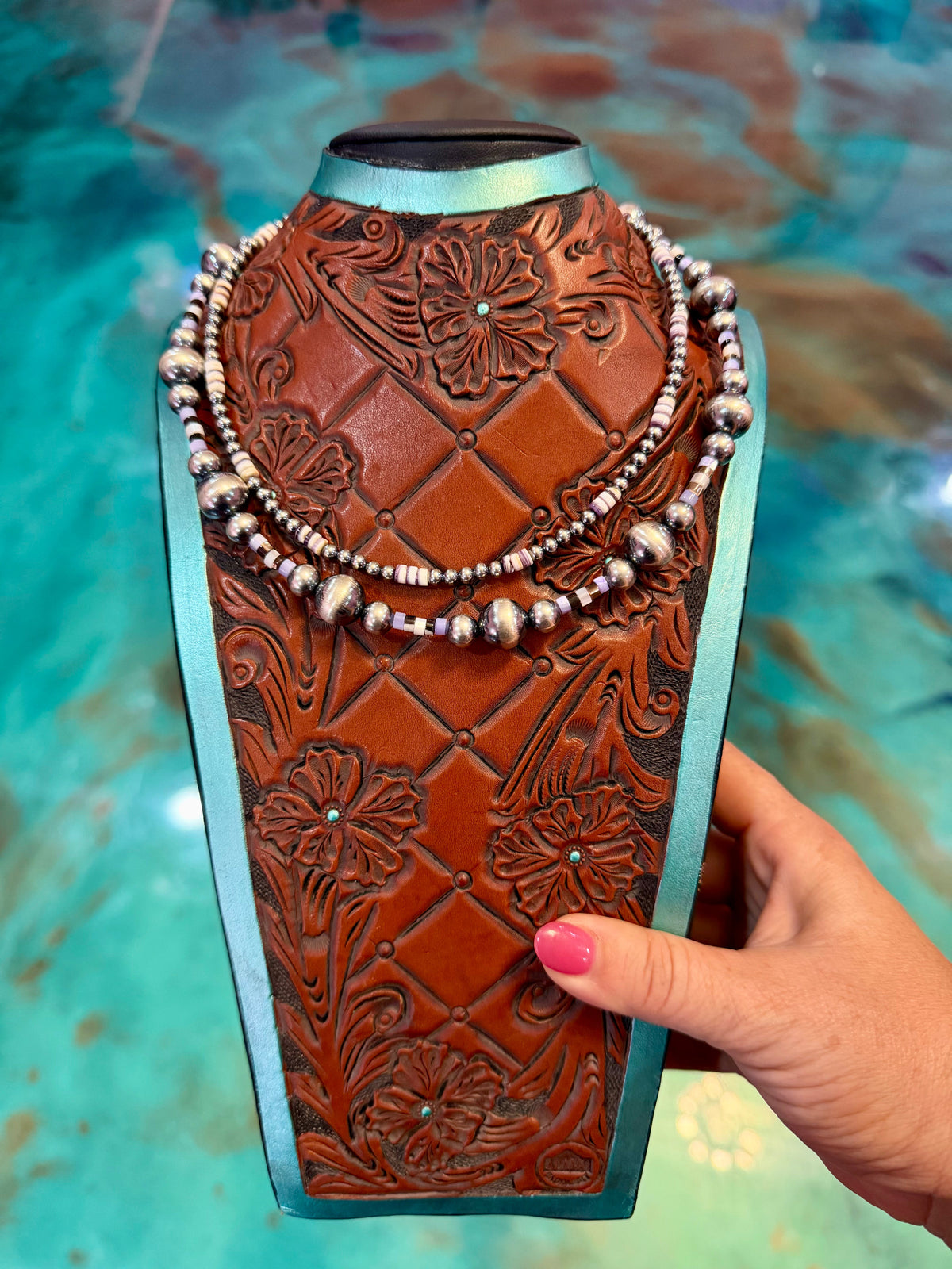 Wampum & Purple-Brown Shell Two-Necklace Stack