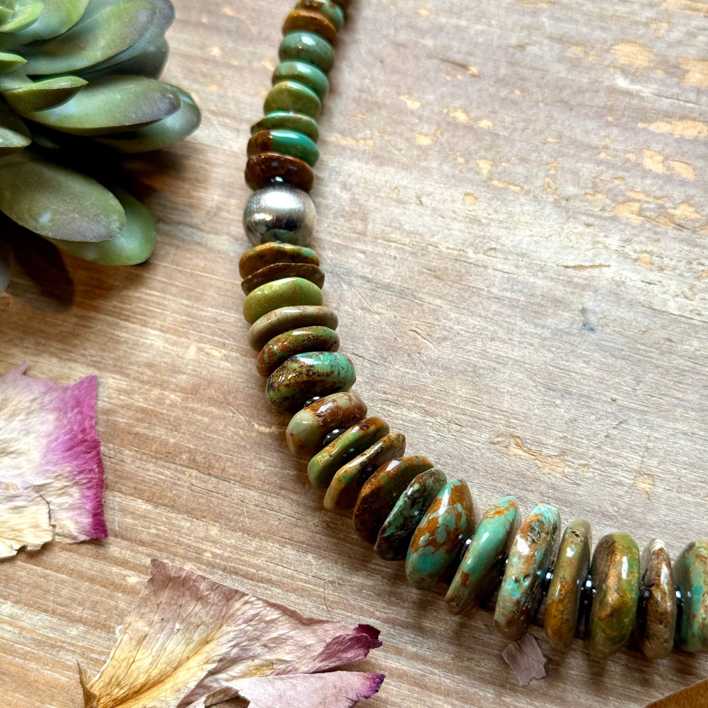 Green Turquoise & Black Hematite Necklace – 23.5”