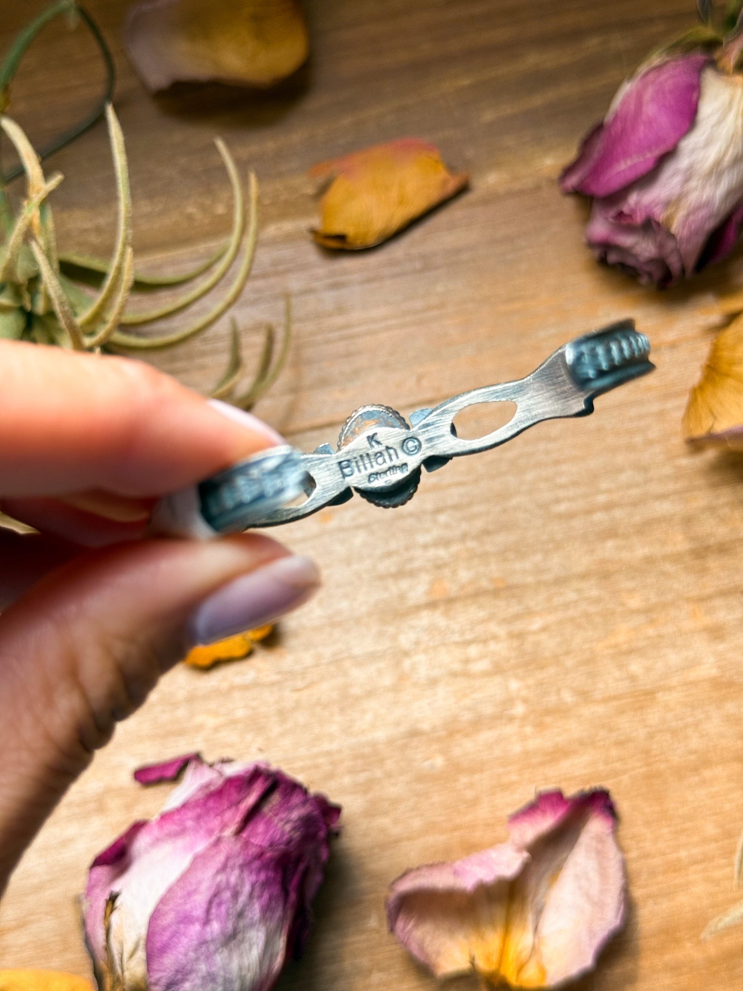 Sterling Silver Kingman Turquoise Cuff Bracelet – Native Made by K. Billah