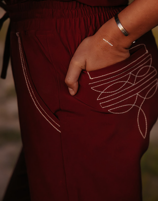 Maroon Boot-Stitch Pants