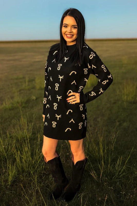 RANCH STAMPED SWEATER DRESS