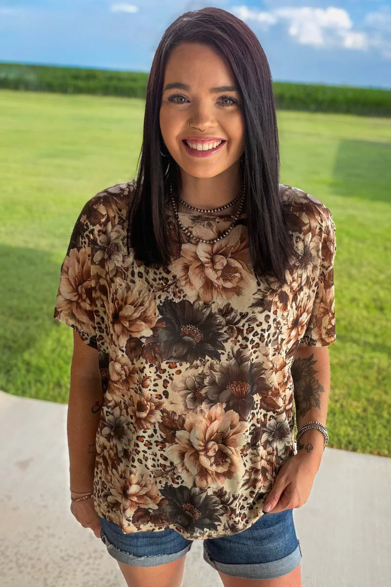 BLOOM IN LEOPARD MESH TOP