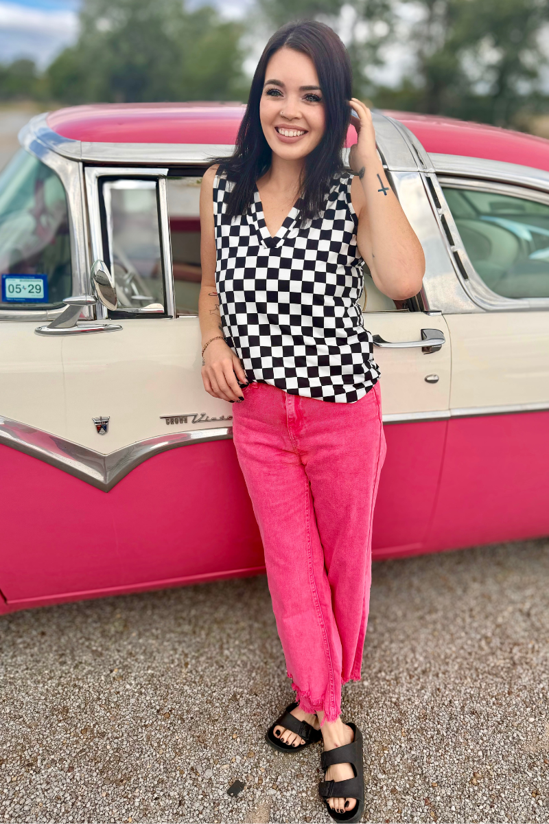 OUTLAW CROP JEANS PINK