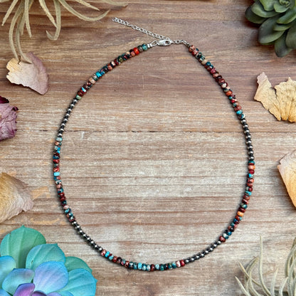 17” Blue & Pink Sea Sediment Necklace – Sterling Silver