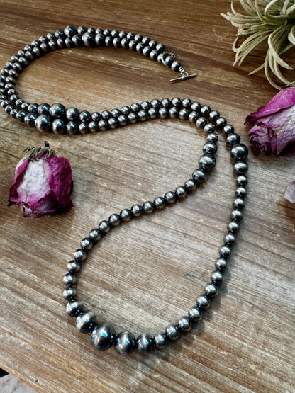 NFR Collection Necklace – Graduated Sterling Silver Pearls 8mm to 14mm  46.5"