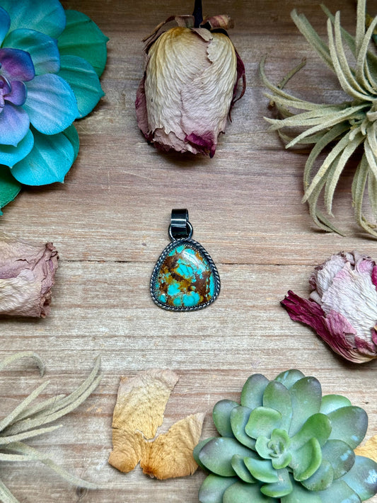 MJ Turquoise Sterling Silver Pendant – Rounded Triangle