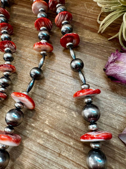 NFR Collection Necklace – Graduated Spiny Oyster & Sterling Silver Pearls 45"