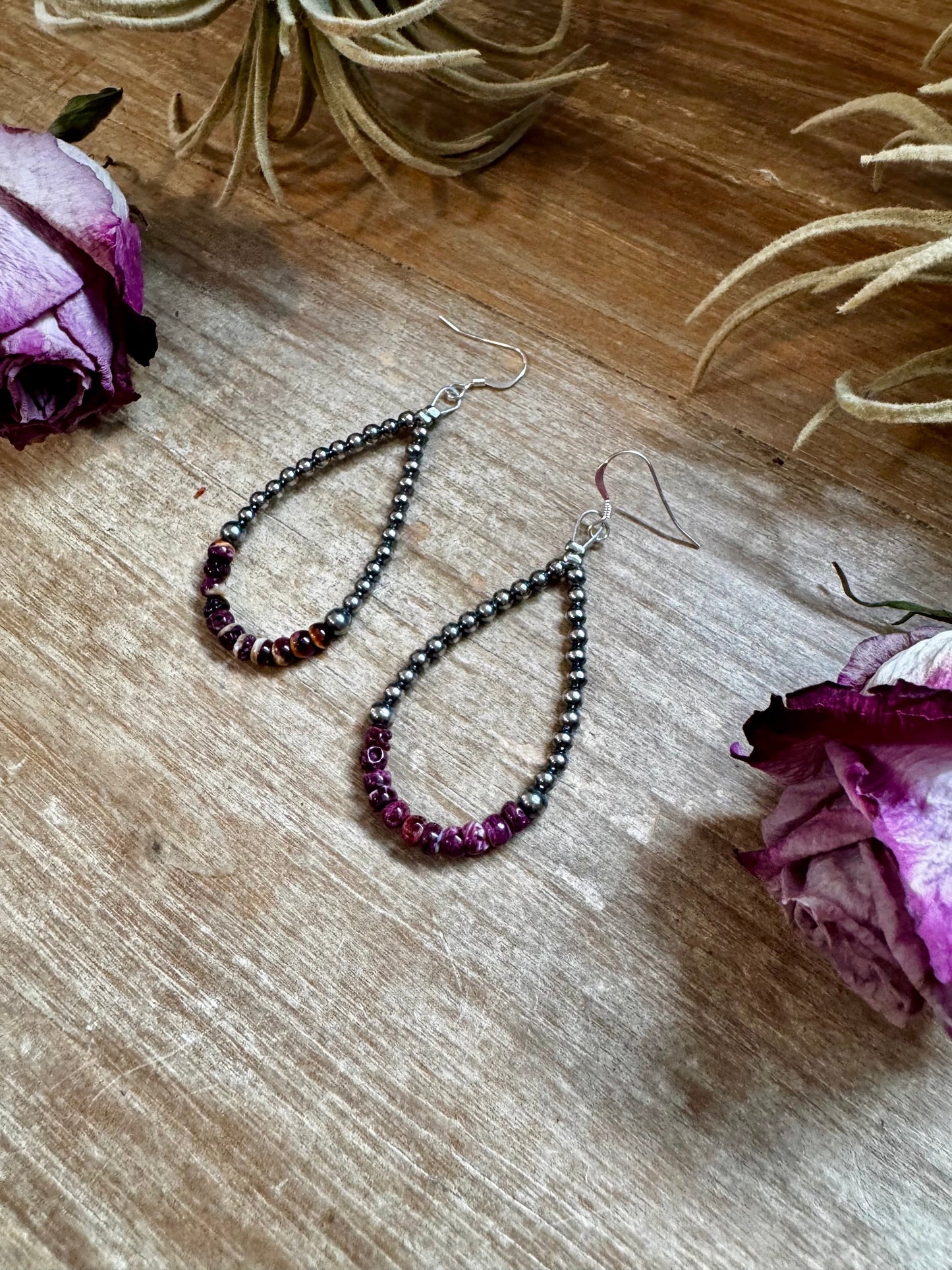 Purple Spiny Oyster Earrings – Sterling Silver Pearls