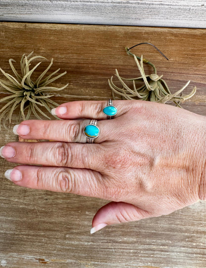 Kingman Turquoise Ring – Sterling Silver – Wedding Band Style - pick your size