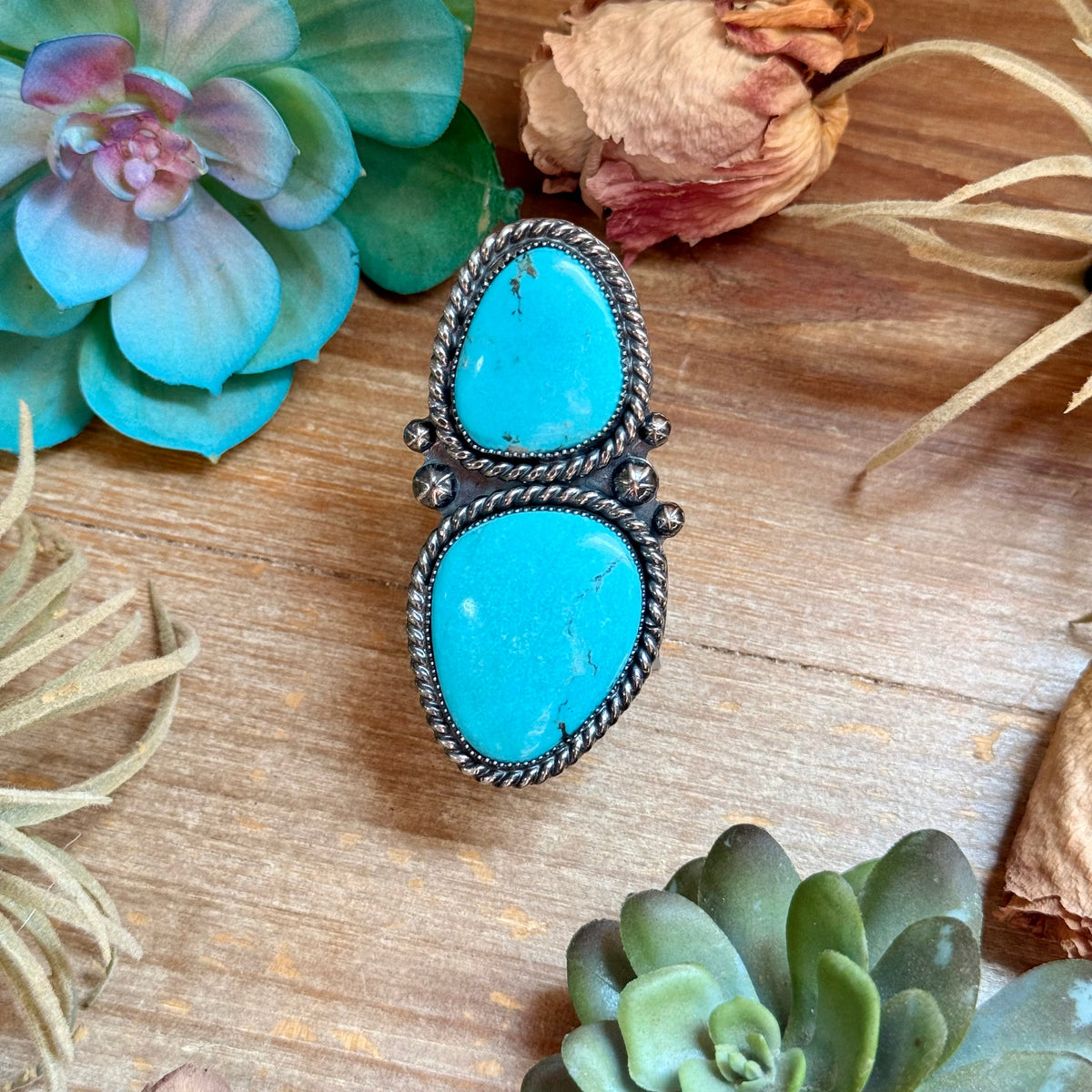 MJ Two-Tone Blue Turquoise Statement Ring