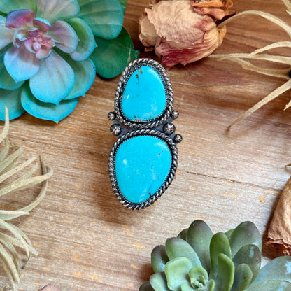 MJ Two-Tone Blue Turquoise Statement Ring