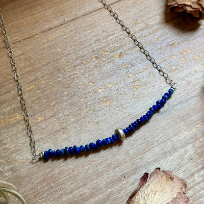 17-Inch Lapis Nugget & Sterling Silver Necklace