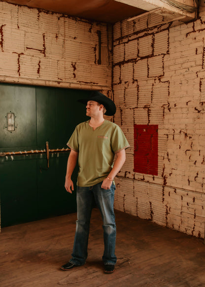 Men's Simple Olive Green Aztec Top