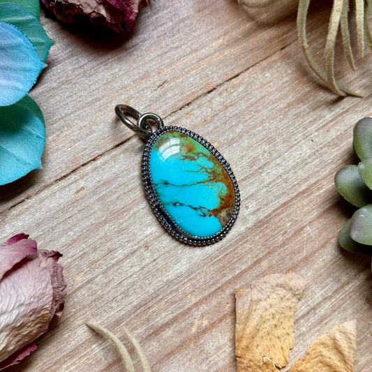 MJ Oval Turquoise Pendant – Sterling Silver
