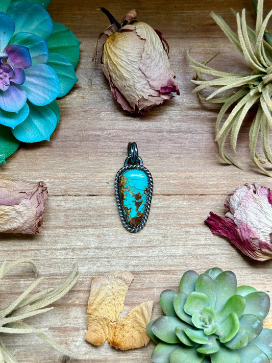 MJ Turquoise Sterling Silver Pendant – Triangle Shape