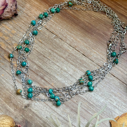Turquoise Nugget & Heart Chain Necklace