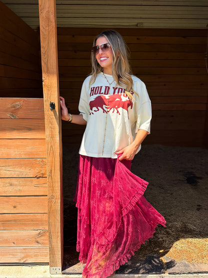 PREORDER- AUTUMN BLOOMING MAXI SKIRT (2 colors)