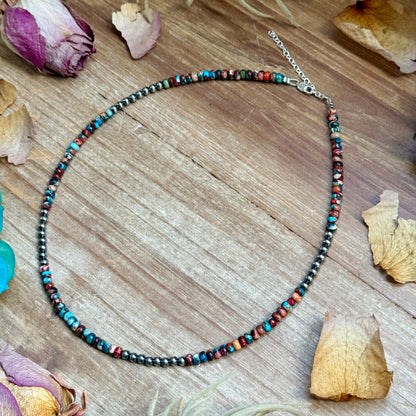 17” Blue & Pink Sea Sediment Necklace – Sterling Silver