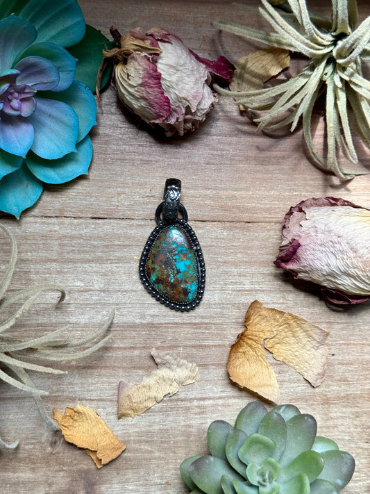 MJ Freeform Turquoise Pendant – Sterling Silver