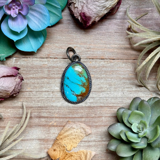MJ Oval Turquoise Pendant – Sterling Silver