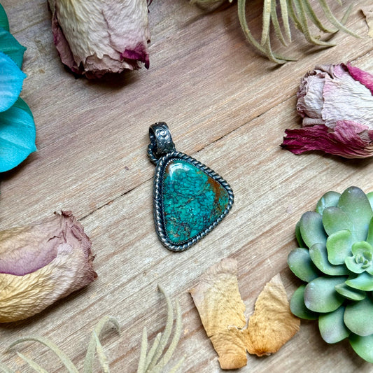 MJ Dark Blue Turquoise Sterling Silver Pendant