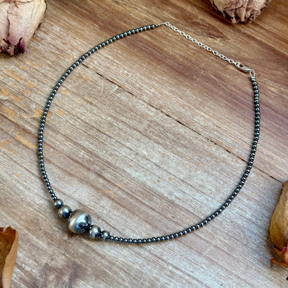 15-Inch 14mm Middle Sterling Silver Pearl Necklace