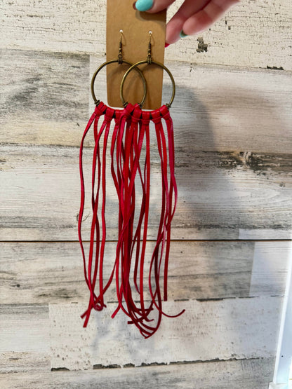 11 options Deer Skin Leather Hoop Earrings – 11"