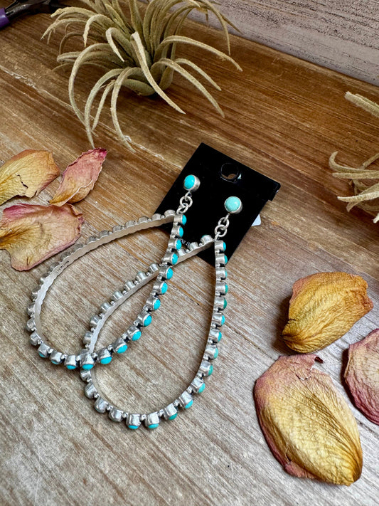 Kingman Turquoise Teardrop Dangle Earrings – Sterling Silver