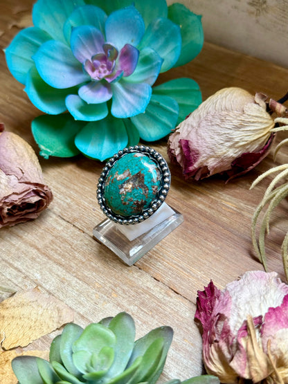 MJ Sterling Silver Turquoise Statement Ring – Adjustable