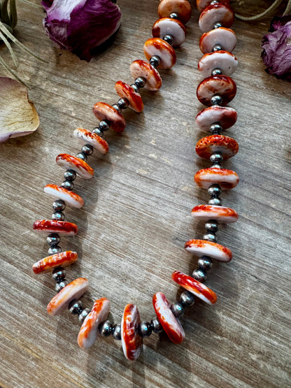 NFR Collection Necklace – 6mm Sterling Silver Pearls with 16mm Spiny Oyster – 38"