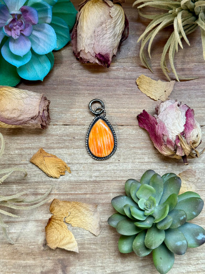 MJ Orange Spiny Oyster Sterling Silver Pendant – Teardrop