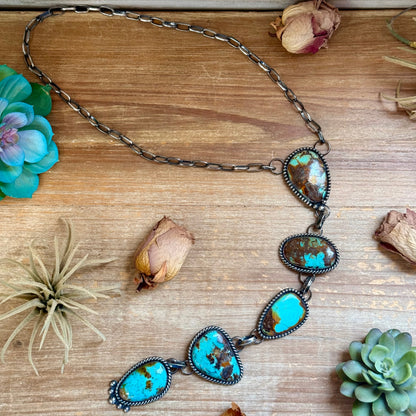 One-of-a-Kind Five-Stone Turquoise Lariat Necklace