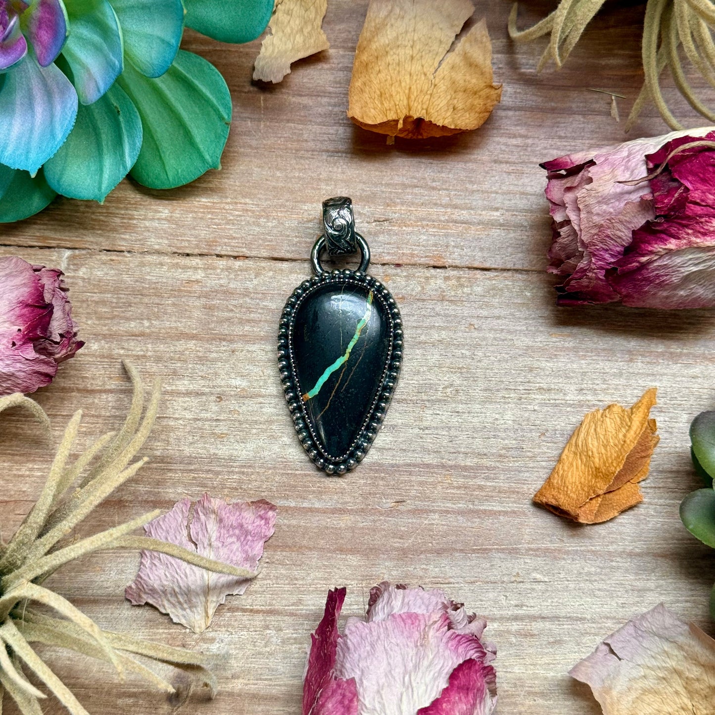 Black Jack Turquoise Pendant