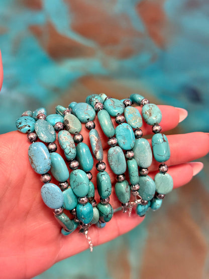 Bright Blue Turquoise Bracelet – 6 1/4"  – Large Oval