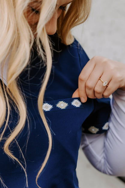 Simple Navy Aztec Top