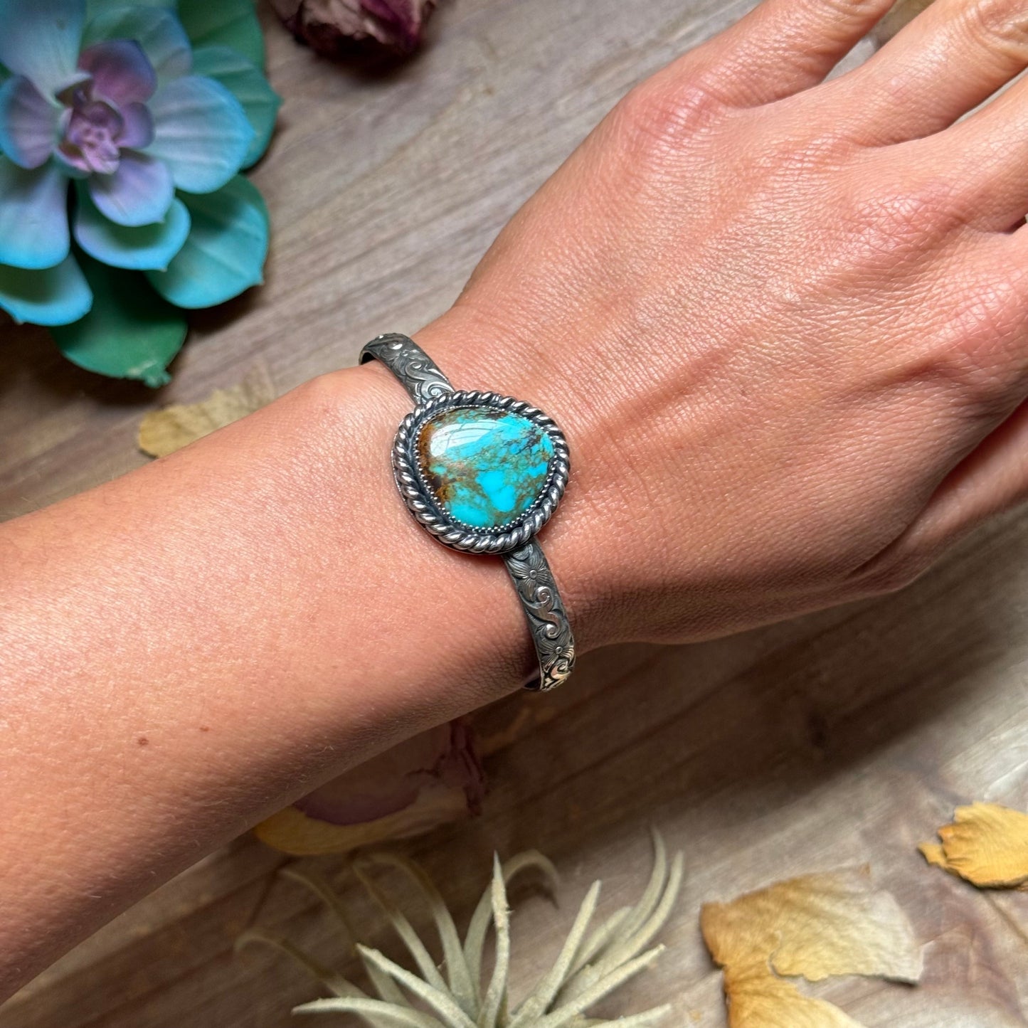 MJ Turquoise Sterling Silver Cuff – Flexible