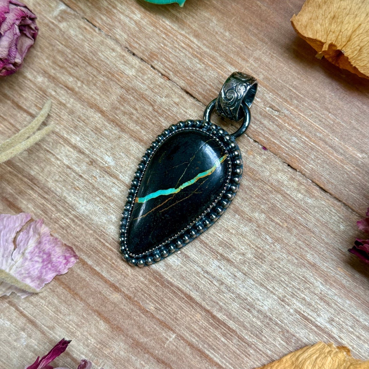 Black Jack Turquoise Pendant