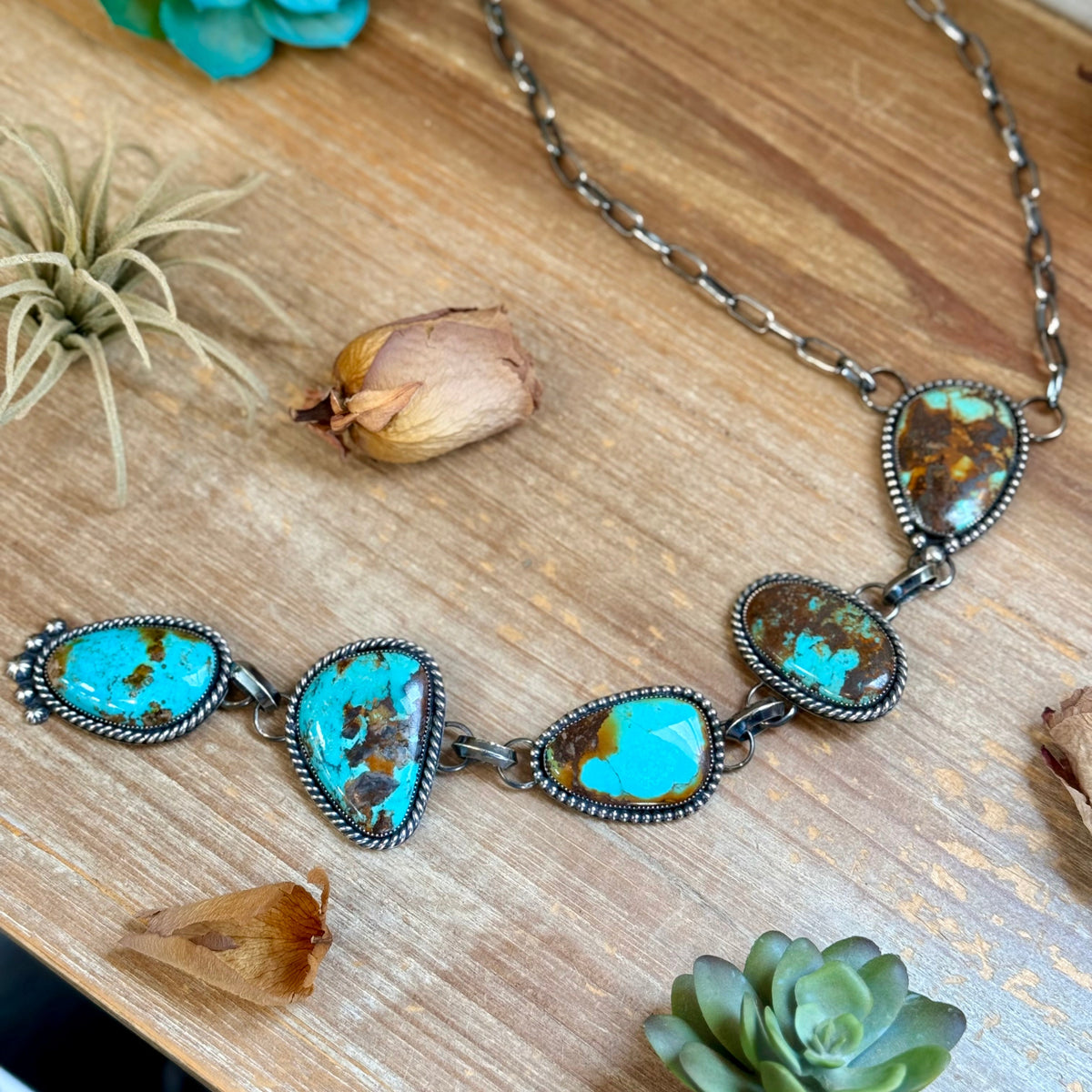 One-of-a-Kind Five-Stone Turquoise Lariat Necklace
