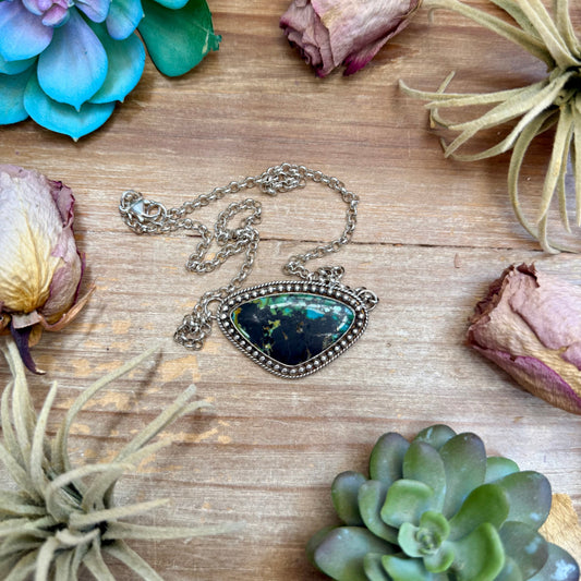 104 - Sterling Silver Black Hills Turquoise Bar Necklace by Jason Ogg